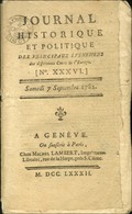 Cachet PERIODIQUES / FRANCS (P. N° 2624) Sur Journal Historique Et Politique édité à Genève Le Samedi 7 Septembre 1782.  - Autres & Non Classés