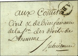 ABs Noir Dans Un Cercle (non Signalé) (P. N° 2630 Bis) Sur Lettre Adressée à La Section Des Droits De L'homme. An 2. - T - Autres & Non Classés