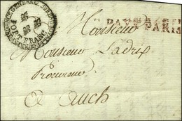 Cachet Orné Fleur De Lys BUREAU ROYAL DE CORRESPONDANCE GENERALE / PORT FRANC (S N° 9087 Type 2) + P.PAYE PARIS Rouge Su - Lettere In Franchigia Civile