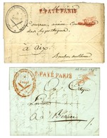 Lot De 2 Lettres Avec Cachet Noir Et Rouge CORRESPONDANCE NATIONALE ET ETRANGERE / A PARIS (S N° 9102 Et 9103). 1802 Et  - Civil Frank Covers