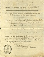 MAISON D'ARRET DE PORT-LIBRE (S N° 9588A) Sur Document De La Maison D'arrêt De Port-Libre Daté Du 16 Prairial An 3 Avec  - Frankobriefe