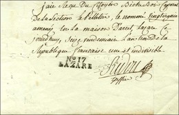 N° 17 / LAZARE (S N° 9637B) Sur Document Daté Maison D'arrêt Lazare Le 16 Vendémiaire An 3. - TB / SUP. - Civil Frank Covers