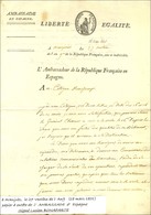 Lettre Avec Texte Signé Lucien Bonaparte Datée D'Aranjues Le 27 Ventôse An 9. - TB. - Cartas Civiles En Franquicia