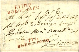 110 / BORGO-TARO Rouge Annulé Plume Et Remplacé Par P.110.P. / BORGO-TARO (non Signalé En Rouge) Sur Lettre Avec Texte D - 1792-1815: Départements Conquis