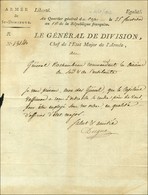 Lettre à En-tête De L'Armée De St-Domingue Datée '' Au Quartier Général Du Cap Le 25 Fructidor An 10 '' Signée Dugua. -  - Bolli Militari (ante 1900)