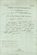 Lettre à En-tête De L'Armée De Saint-Domingue Datée '' Au Quartier Général D'Estaing Le 9 Fructidor An 10 '' Signée Lecl - Bolli Militari (ante 1900)