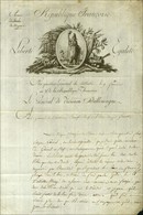 Lettre Avec Superbe Vignette De L'Armée De Mayence Datée '' Au Quartier Général De Coblence Le 9 Frimaire An 7 ''. - SUP - Army Postmarks (before 1900)