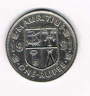 &  MAURITIUS  1 RUPEE   1991 - Maurice