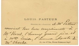 [PASTEUR Louis (1822-1895), Chimiste Et Biologiste]. - Andere & Zonder Classificatie