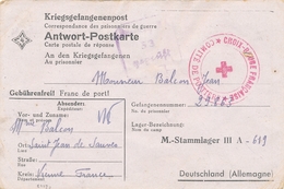 Cachet " CROIX-ROUGE FRANÇAISE COMITÉ DE POITIERS " Vienne Sur CP REPONSE Prisonnier De Guerre STALAG IIIA - Censure - Red Cross