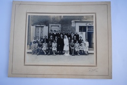 Ancienne Photographie Mariage Devanture Café LEMASSON à Loué ? Photographe Reigneau à Loué Sarthe No CPA - Sonstige & Ohne Zuordnung