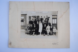 Ancienne Photographie Mariage Devanture Café ROBINE à Loué ? Photographe Reigneau à Loué Sarthe No CPA - Altri & Non Classificati