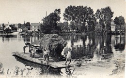 Rosny-sur-Seine  78    Le  Bac Animé _Chargé Attelage De Foin Faisant La Traversée - Rosny Sur Seine