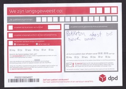 Netherlands: Form 'Not At Home', Written 'parcel Was Left Aside Of The Door Upstairs', DPD Private Post Service, 2018 - Storia Postale