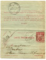 Carte Pneumatique  CHAPLAIN 30 C Rose  PARIS 1904 - Pneumatic Post