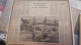 Calendrier Almanach 1918 De L'herault 34 Avec Ces 2 Feuilles Au Dos Carte Des Chemin De Fer Et Comunes De L'lheraut - Big : 1901-20