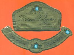 étiquette + Collerette De Champagne Brut Driant Valentin à Grauves - 75 Cl - Champagne