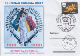 72179- GREAT UNION CENTENARY, UNITED ROMANIA, SPECIAL COVER, 2018, ROMANIA - Brieven En Documenten