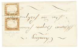 THONES : 1858 SARDAIGNE Paire 10c(pli) Obl. THONES Sur Lettre Pour CHAMBERY. RARE. TB. - Autres & Non Classés