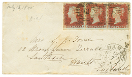 "ESCADRE De La BALTIQUE" : 1855 GRANDE BRETAGNE 1p(x3) + DANZIG Sur Env. Pour L' ANGLETERRE. TB. - Army Postmarks (before 1900)