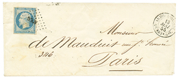 1855 20c(n°14) TB Margé Obl. AOQG + ARMEE D'ORIENT QUARTr Gal Sur Enveloppe Pour PARIS. Superbe. - Bolli Militari (ante 1900)