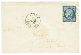 1853 25c CERES (n°4) TB Margé Obl. PC 1896 + ALGER MARSEILLE Sur Enveloppe Pour La FRANCE. Oblitération Maritime Rare Av - 1849-1850 Ceres