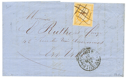 PARIS - Annulation De Fortune : 1857 10c(n°13) Annulé PLUME + Cachet De PARIS Sur Lettre Locale. Rare. Signé SCHELLER. S - 1853-1860 Napoléon III.