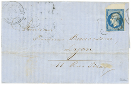 1855 20c(n°14) Annulé Exceptionellement Par Le Cachet Taxe Double Trait 30 Sur Lettre Pour LYON. Signé SCHELLER. TB. - 1853-1860 Napoléon III.