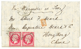 "Affrt à 1F60 Pour HONG-KONG" : 1863 Paire 80c(n°17) Non Touché Obl. Losange ESI Sur Lettre De PARIS Pour HONG-KONG CHIN - 1853-1860 Napoléon III.