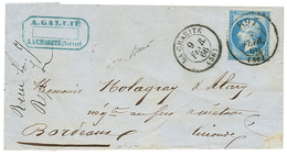 1866 20c(n°22) Obl. Bureau De PASSE 897 + T.15 LA CHARITE Sur Lettre. Superbe. - 1863-1870 Napoléon III. Laure