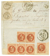 1870 4c(n°27)x2 + Verso 2c(n°26)x6 Obl. GC 622 + T.17 BRIANCON Sur Lettre Pour GRENOBLE. TB. - 1863-1870 Napoléon III. Laure