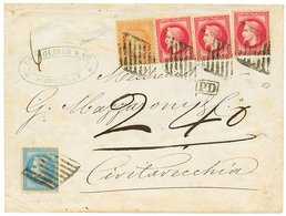 "GRILLE De CIVITAVECCHIA" : 1870 20c(n°29) + 40c(n°31) + 80c(n°32)x3 Obl. GRILLE ITALIENNE De CIVITAVECCHIA Sur Envelopp - 1863-1870 Napoléon III. Laure