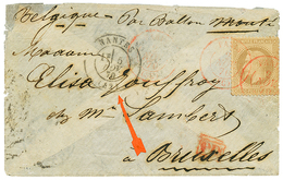 1870 30c(n°31) Obl. PARIS SC 2 Nov 70 Rouge + Cachet De Passage NANTES 5 Nov 70 (cote +950€) Sur Enveloppe Pour BRUXELLE - Krieg 1870