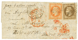 BALLON MONTE Pour Les ETATS-UNIS : 30c + 40c Obl. Etoile + PARIS 11 JANV. 71 Sur Lettre Avec Texte Pour NEW-YORK (UNITED - War 1870