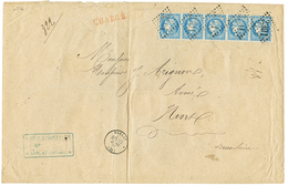 1871 Bande De 5 Du 20c BORDEAUX (1 Timbre Légérement Touché) Obl. GC 3301 + T.16 SARLAT Sur Enveloppe CHARGEE Pour NIORT - 1870 Bordeaux Printing