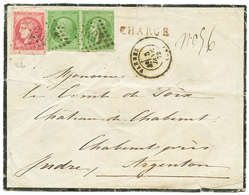 1872 Superbe Ex. Du 80c BORDEAUX (n°49) Avec 4 Trés Grandes Marges + Paire 5c(n°20) Obl. GC 4095 + T.17 VANNES Sur Envel - 1870 Ausgabe Bordeaux