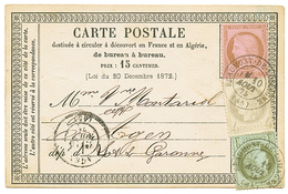 1875 CERES 1c + 4c + 10c Obl. Cachet T. 17 BEAUMONT-DE-LOMAGNE Sur CARTE PRECURSEUR Pour AGEN. TB. - 1871-1875 Ceres