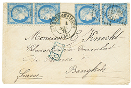 "Tarif PRE-U.P.U Pour Le SIAM" : 1875 25c CERES (x4) Obl. Ambulant EP2 + GARE DE COMPIEGNE Sur Enveloppe Pour BANGKOK (S - 1871-1875 Ceres