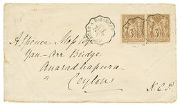 "Destination CEYLAN" : 1878 30c SAGE (x2) Obl. Ambulant VINTIMILLE A MARSEILLE Sur Enveloppe Pour ANARADHAPURA CEYLON. V - Altri & Non Classificati