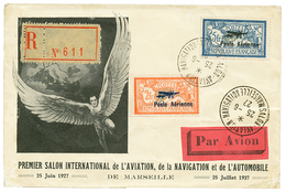 1927 PA N°1 + PA N°2 Obl. SALON AVIATION MARSEILLE Sur Enveloppe RECOMMANDEE. TB. - Altri & Non Classificati