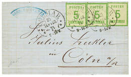 1871 5c(x3) Obl. COLMAR Sur Lettre Pour CÖLN. Trace De Pli Imperceptible Sur Un Timbre. TTB. - Altri & Non Classificati