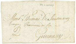 "ALDERNAY" : 1810 Taxe "2" Sur Lettre Avec Texte En Français Daté "AURIGNY" Pour GUERNESEY. Origine RARE. TTB. - 1701-1800: Vorläufer XVIII