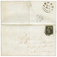 "PENNY BLACK Utilisé à ST MALO" : 1841 GB 1 PENNY Black (effleuré En Bas) Obl. "MALTESE Cross" + JERSEY Sur Lettre Avec  - 1701-1800: Precursors XVIII