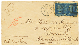 "JERSEY Pour HAWAII" : 1878 GB 2d(x2) Obl. 409 + JERSEY Sur Enveloppe Via SAN FRANCISCO Pour HONOLULU (HAWAIIAN ISLANDS) - 1701-1800: Vorläufer XVIII