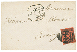 1879 25c SAGE Obl. Killer 409 + JERSEY/ FRANCE/ M.B Sur Enveloppe Pour JERSEY. Qualité Exceptionnelle. - 1701-1800: Precursori XVIII