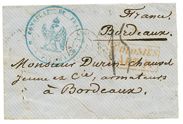 PANAMA : 1858 CONSULAT DE FRANCE PANAMA En Bleu + COLONIES ART 18 Sur Env. Pour BORDEAUX. RARE. TB. - Schiffspost