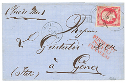 "QUIRINAL" : 1861 80c(n°17) TB Margé Obl. Cachet Du Paquebot QUIRINAL 17 Nov 61 Avec Texte De MARSEILLE Pour L' ITALIE.  - Posta Marittima