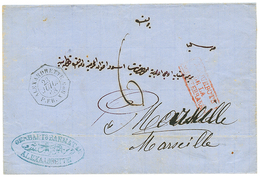 1868 Cachet Rare ALEXANDRETTE PAQ FR X N°5 + Taxe 6 Sur Lettre Pour La FRANCE. Superbe. - Posta Marittima