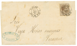 1880 CUBA 50c Obl. HAVANE PAQ FR. B N°1 Sur Lettre Pour VERA-CRUZ (MEXIQUE). Oblitération Rarissime Sur Timbre De CUBA.  - Maritime Post