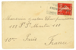 1907 10c SEMEUSE Obl. Trés Rare Cachet Encadré RECEIVED BY FRENCH STEAMER BOMBAY Sur Lettre Pour PARIS. TTB. - Schiffspost